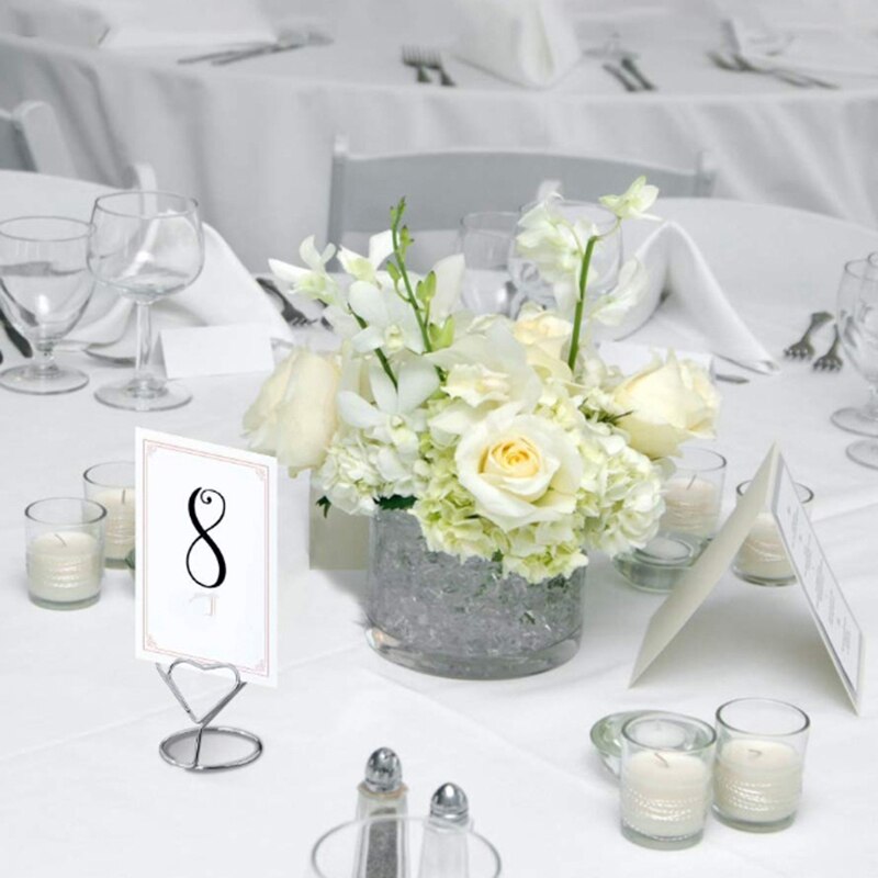 Wire Place Card Holder Metal Card Holder Stand Wedding Name Place Holder, Food Signs (Silver Place Card Holders 26Pcs)