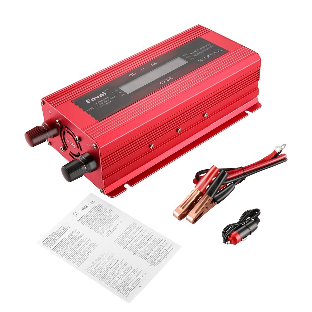 Protección Universal contra sobrecarga de cortocircuito inversor de energía Solar de coche DC 12/24V a AC 220V modificado convertidor de onda sinusoidal