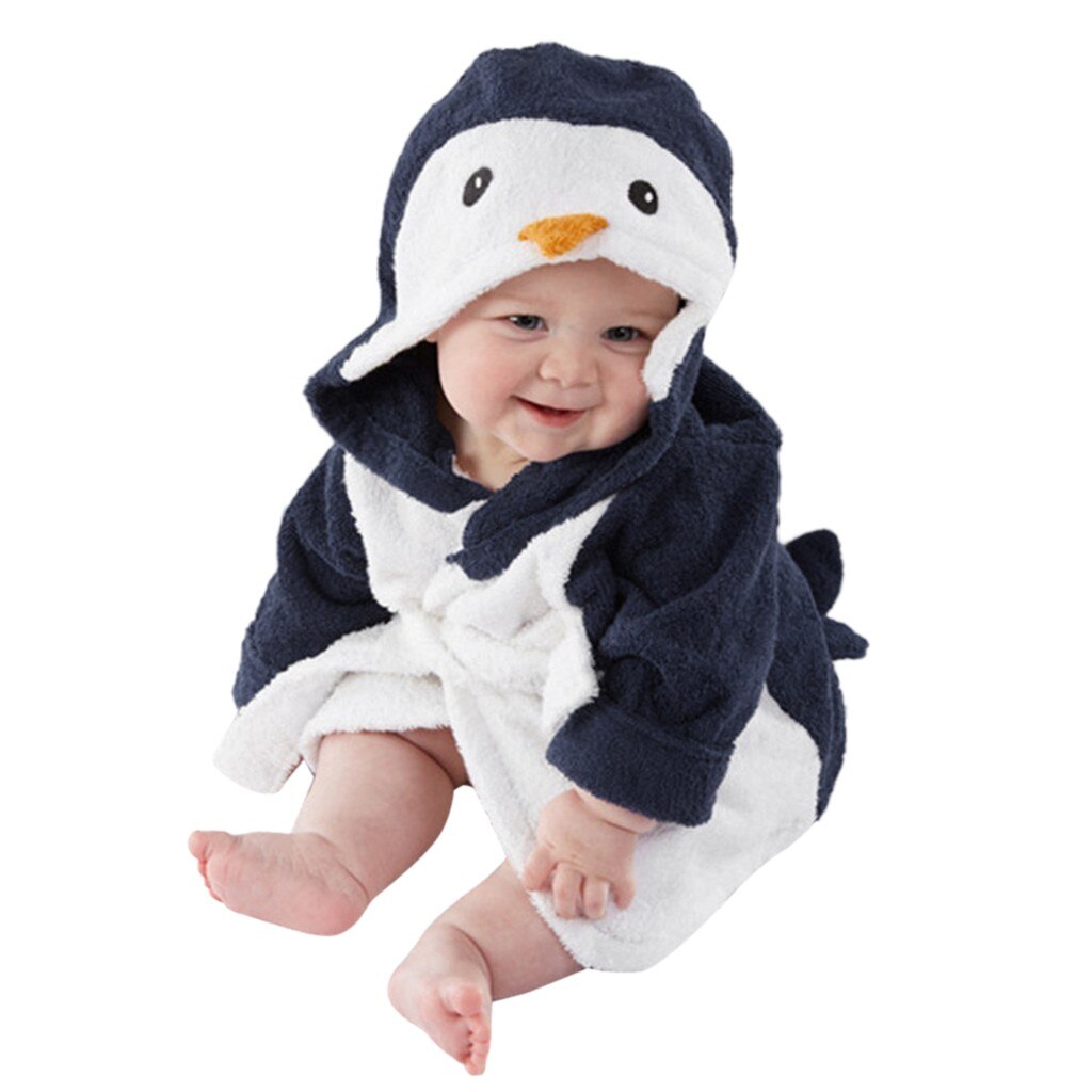 Pinguïn Badjas Kids Peuter Baby Cartoon Animal Capuchon Badhanddoek Baby Flanellen Baden Robe De Chambre Enfant Пижама