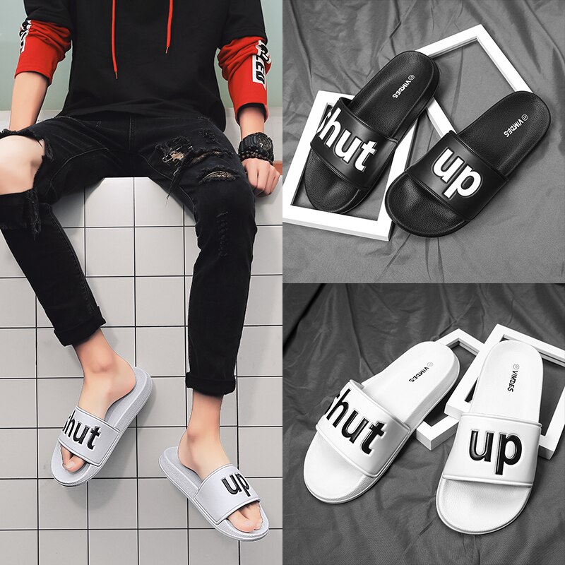 XIMISEN Männer Hausschuhe Große Größe 39-46 Herren Schuhe Atmungs Strand Sandalen Hausschuhe Keil Schwarz Weiß Flip-Flops Männer rutschen