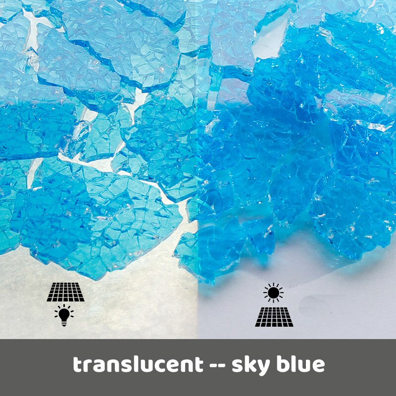 600g/21.16oz fragmentos de vidro translúcido mosaico telhas mulit cor espelho quebrado peças de vidro telha diy artesanato crack material: translucent sky blue