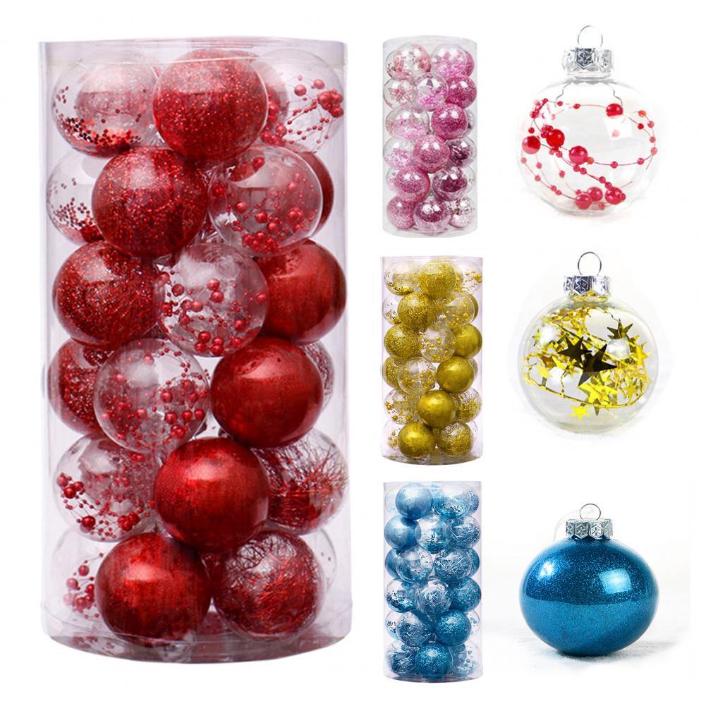 80% HOT24Pcs Kerstballen Onbreekbaar Opvallende Plastic Kerstboom Decoratieve Bal Hangers Voor Thuis