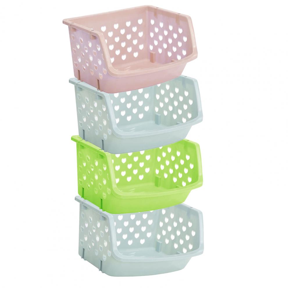 Durable Stackable Single-deck Hollow Fruit Vegetable Storage Box Colanders Strainer Kitchen Organizer Basket Shelf Racks