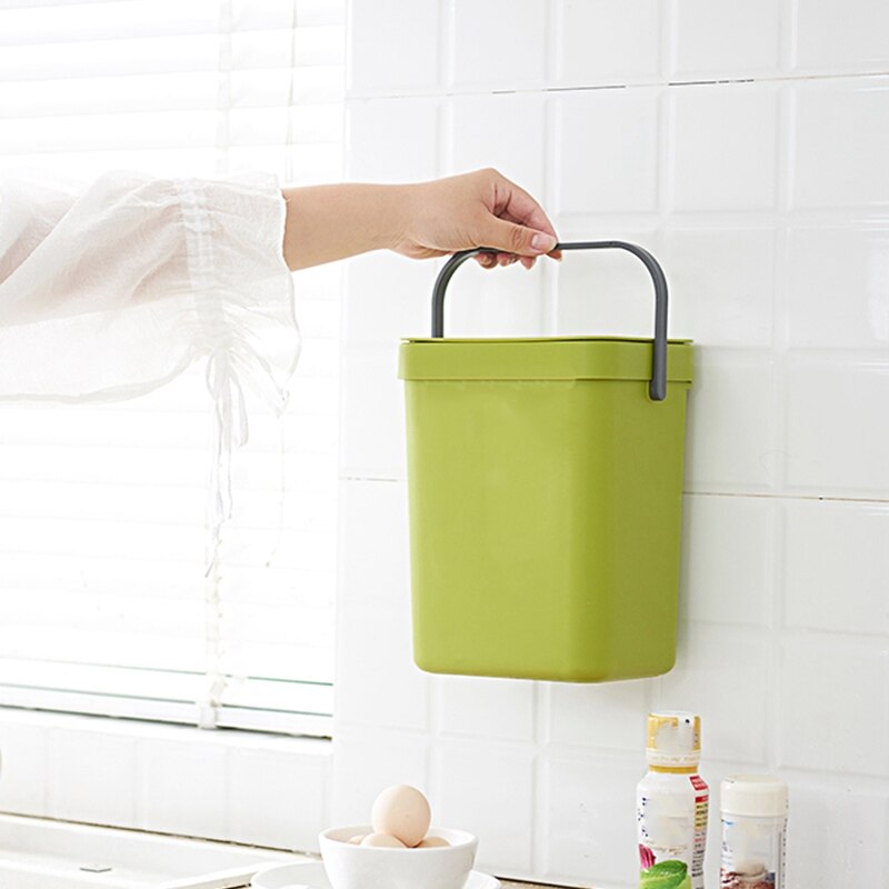 Søppelbøtte med lokk under vask grønn søppelbøtte plast avfallskurv hengende søppelbøtte til dårlig/kontor, avfallskompostbeholder til k