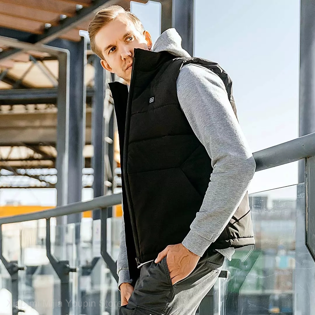 Xiaomi-Chaleco eléctrico de grafeno para hombre, chaqueta térmica inteligente con USB, 4 áreas de calefacción, para exterior e Invierno