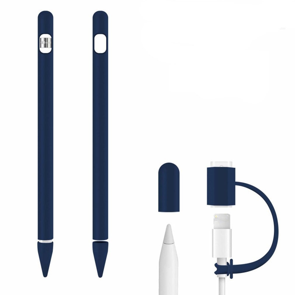 De silicona de colores Compatible para Apple lápiz 1st caso Compatible para iPad Tablet Touch Pen Stylus manga Protector de la piel: blue