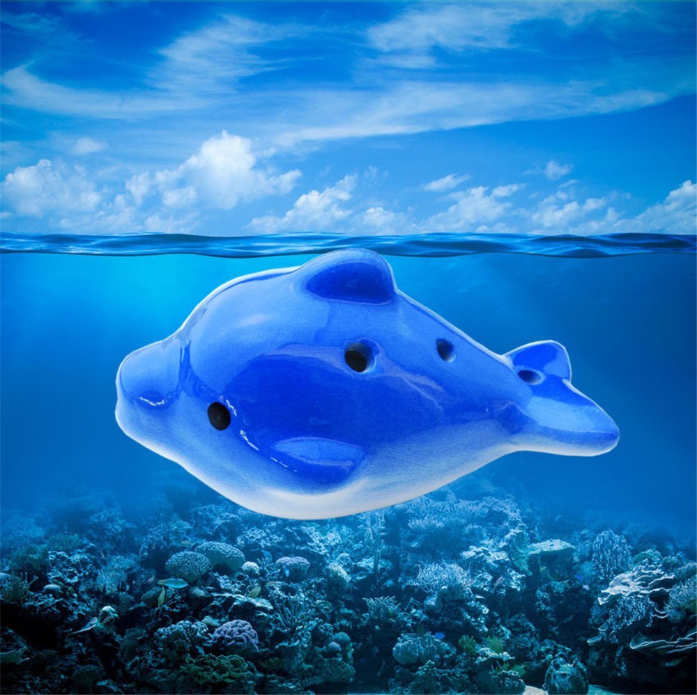Ocarina 6 Hole Musical Instrument Dolphin Ocarina Ornaments Children Musical Instrument: Dark Blue