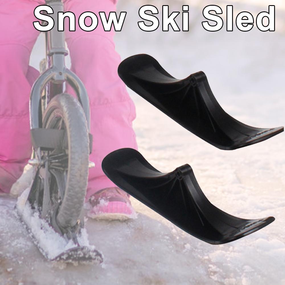 2PCS Sled Durable 2 In 1 Winter Direct Fit Black Scooter Parts Outdoor Replacement Universal Ski Board Practical With Attachment