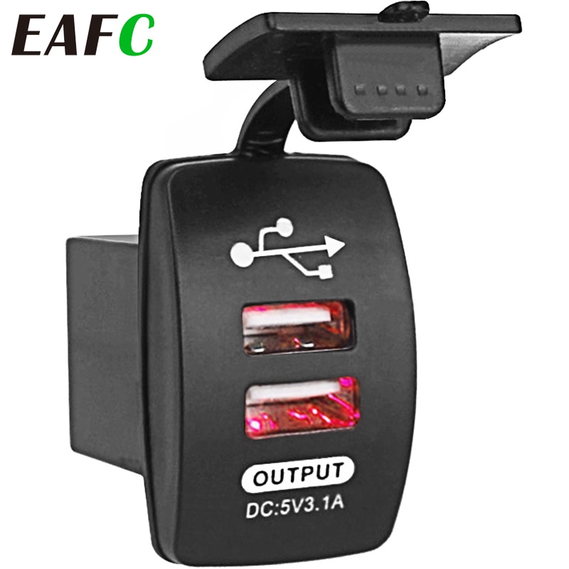 12 V-24 V Mini Micro Dual USB Plug Auto Motorfiets Sigarettenaansteker 5V 3.1A Autolader met Waterdichte Panel