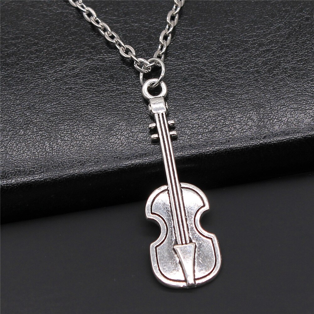 Musical Jewelry For Women Men Girl Boys Musical Note Microphone Drum Guitar Violin Pendant Necklace Antique Silver Color: N2-B13474