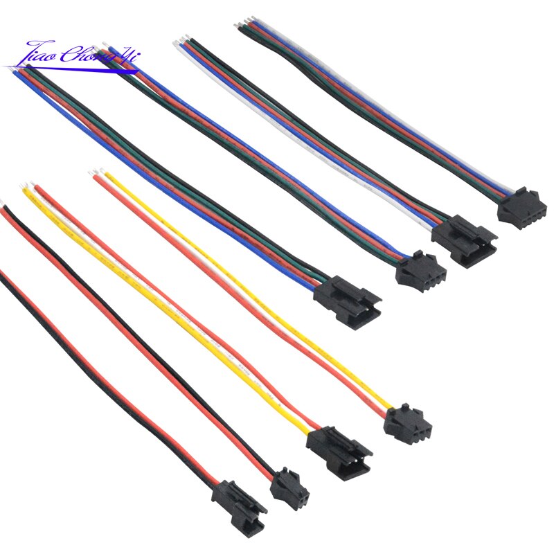 2pin 3pin 4pin 5pin 6pin JST Connector 15cm Man Vrouw Kabel voor 3528 5050 RGB RGBW WS2801 WS2812 LED strip Terminals