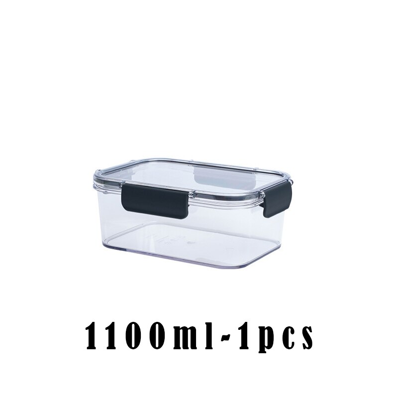 Transparent Containers with Lids Canister Kitchen Classification Container Fresh-keeping Box Sealed Fruit Vegetable Storage Box: 1100ML-Undivided
