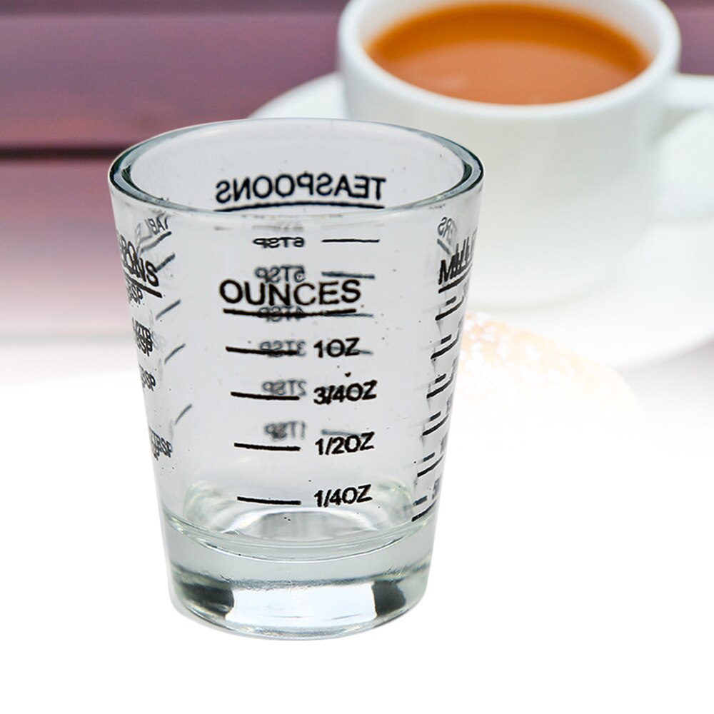 30ML Glass Measuring Cup Espresso Shot Glass Liquid Glass Ounce Cup with Scale Kitchen Measure Tool Supplies (Black): Black