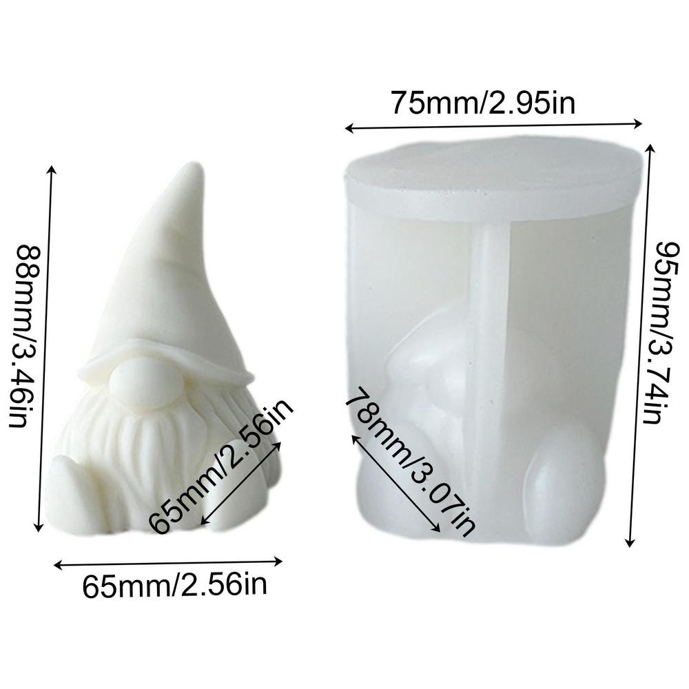 DIY Candle Silicone Mold 3D Gnome Christmas Handmade Gypsum Soap Cement Resin Molds Festival Xmas Candle Making Supplies: WHITE