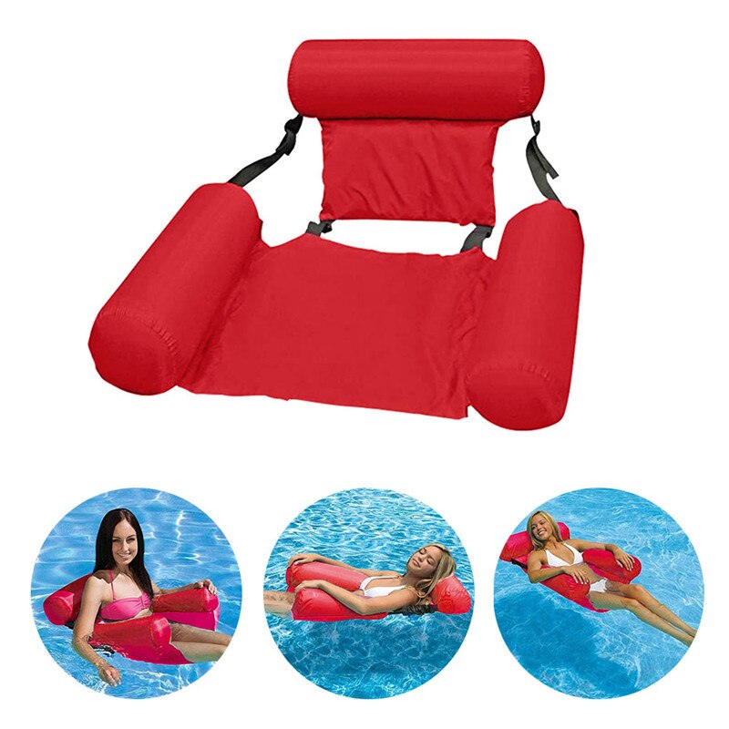 Rode Pvc Zomer Opblaasbare Opvouwbare Drijvende Rij Zwembad Water Hangmat Air Matrassen Bed Strand Water Sport Lounger Stoel