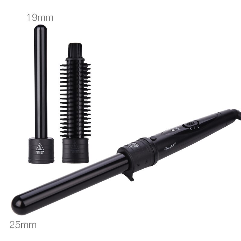 3 In 1 Temperature Control Styling Tools Ceramic Cone Hair Curling Iron Tong Electric Hair Curler Roller Curling Wand Waver 3536: Deep Blue
