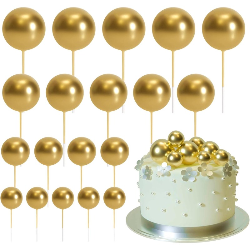 20 stuks bal taart topper decoraties mini ballonnen taart topper sticks gouden ballen taart picks taart topper ballen taart decoraties