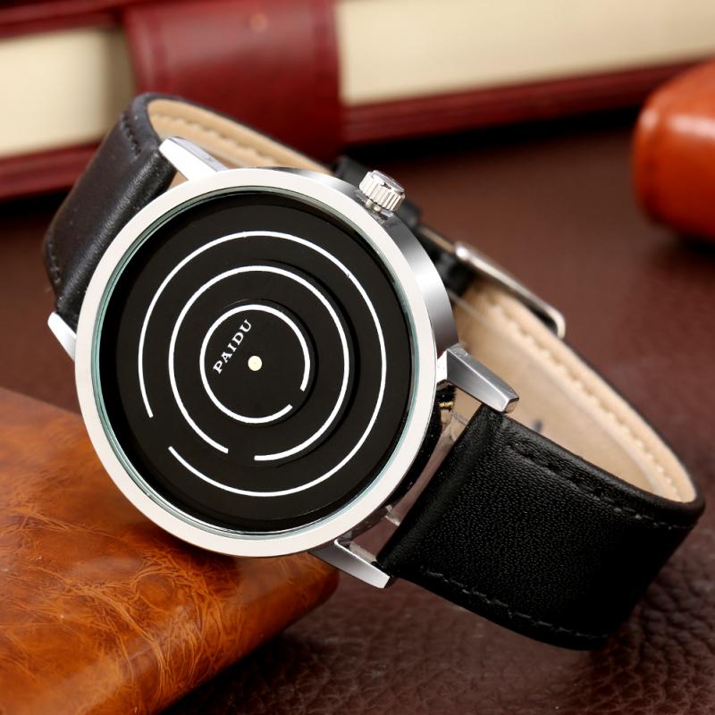 Sport polshorloge coole draaitafel wijzerplaat casual horloges pu leren band quartz dames eenvoudig heren relogio