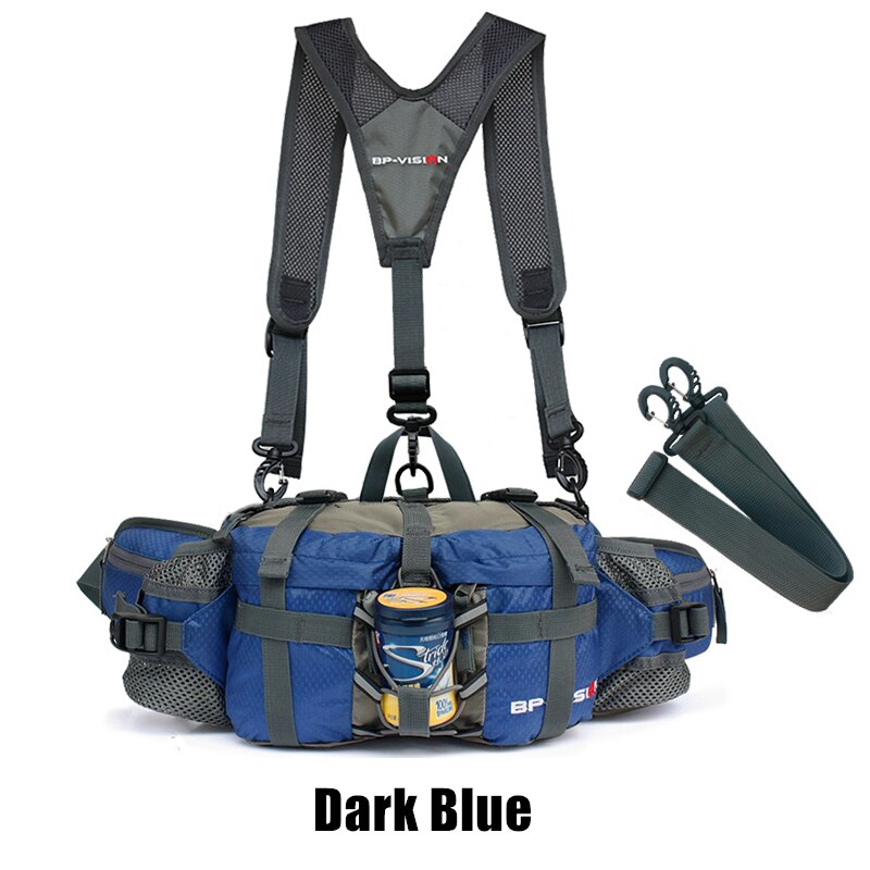Marsupio sportivo da esterno uomo donna campeggio escursionismo borsa a tracolla da viaggio zaino impermeabile marsupio da pesca: buio blu