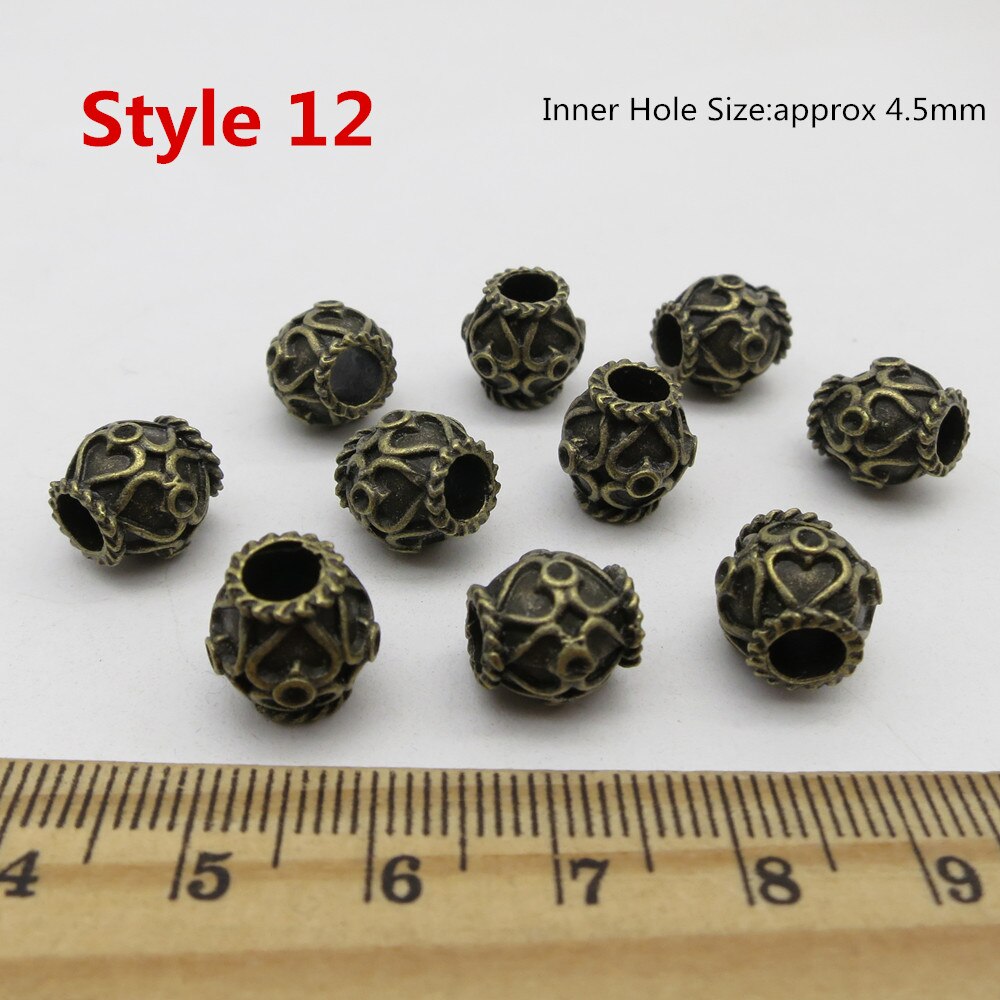 10 Stks/pak Brons Viking Verschillende 10 Stijlen Haar Vlecht Dread Baard Dreadlock Kralen Ringen Buis Voor Haar Accessoires: 10pcs Style 12