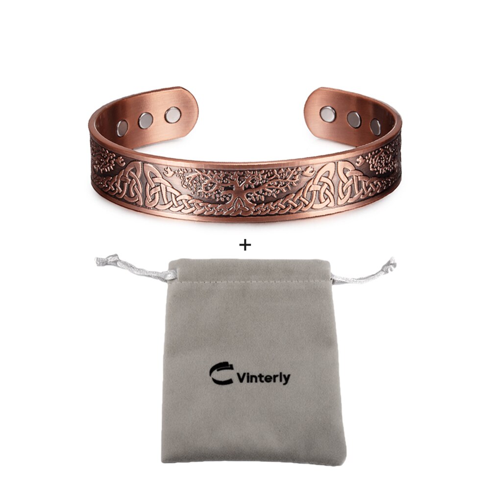 Yggdrasil – Bracelet magnétique en cuivre pur pour hommes, réglable, énergie magnétique, avantages, Bracelet à nœud Viking: viking bag