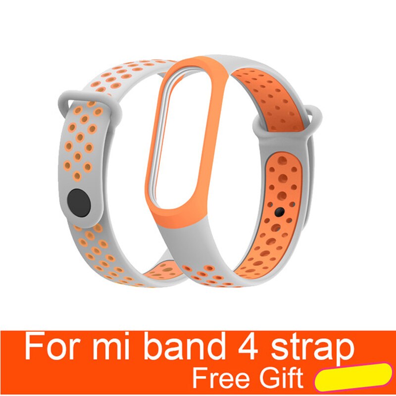 Per Xiao mi mi fascia 4 Cinghia di Accessori per Articoli Elettronica smart sostituzione impermeabile Doppio Braccialetto Del Silicone Di Colore per mi Band4 NFC cinturino Da POLSO: gray orange