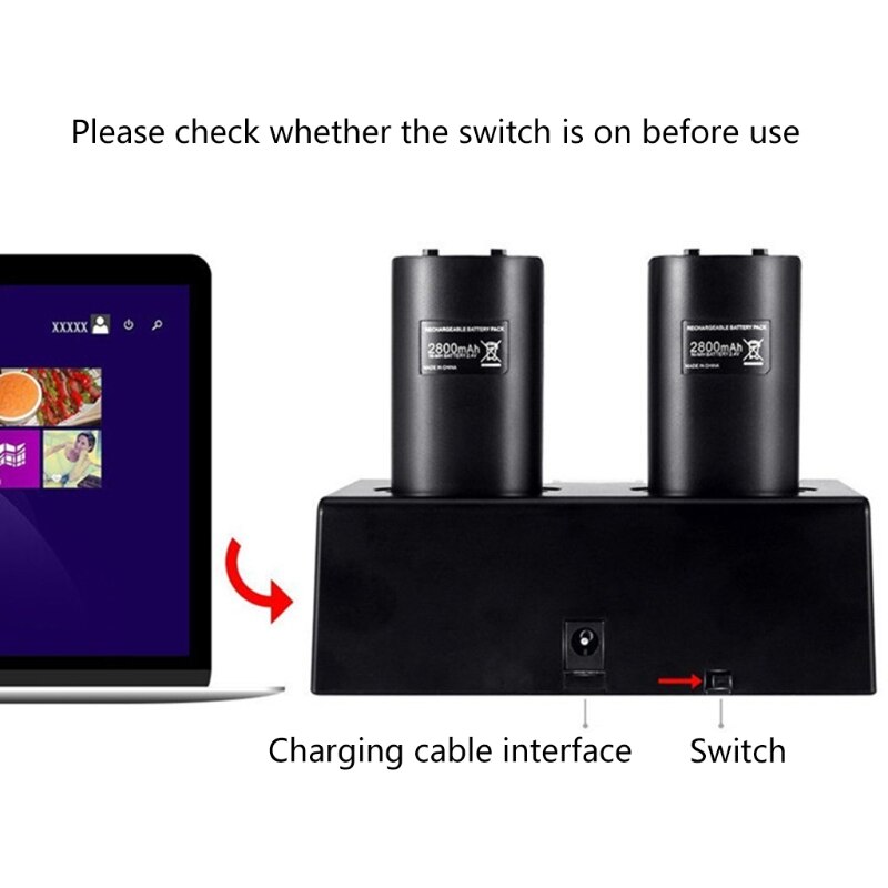 4 in 1 LED Remote Control Charging Dock Station + Rechargeable 4 x 2800mAh Battery USB Cable for WII / WII u