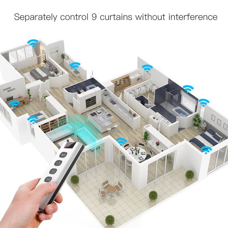 Curtain Accessories Emitter 9 Channel RF433 Remote Control for WiFi Curtain Switch RF Roller Blinds Module