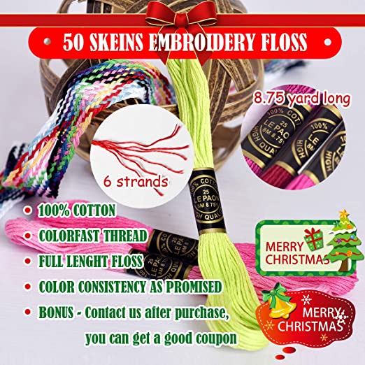 Embroidery Floss Rainbow Color 50 Skeins Per Pack Cross Stitch Threads Friendship Bracelets Floss Crafts Floss