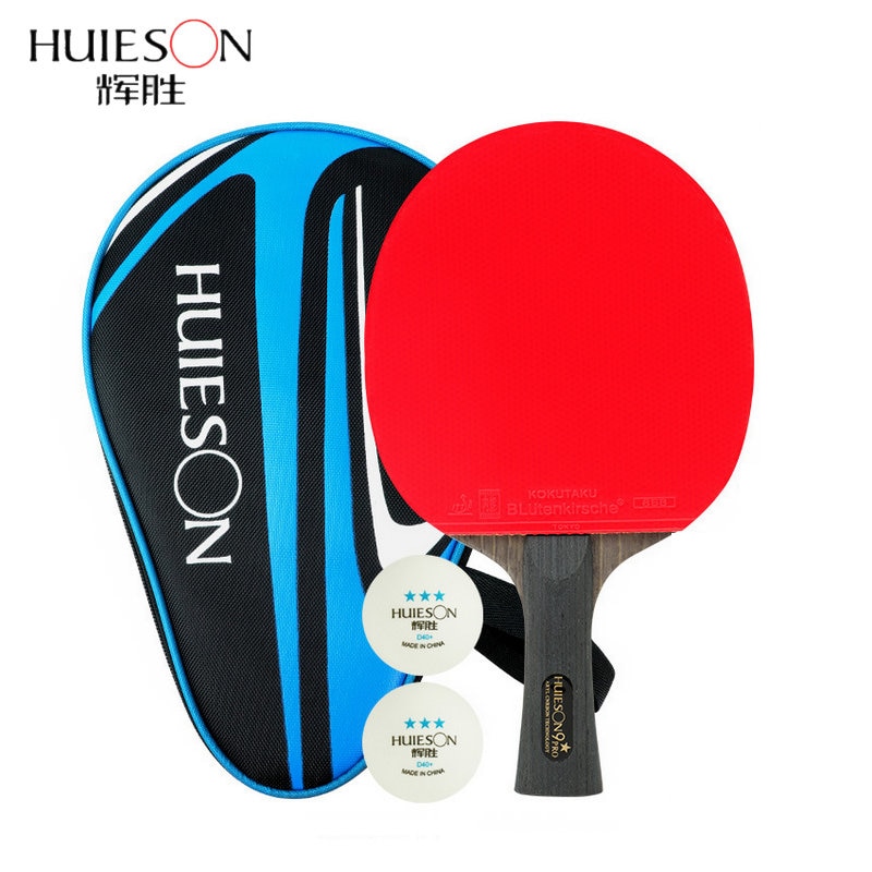 Huieson Tafeltennis Racket 7/8/9 Star Ping Pong Racket Lange Steel Korte Steel Dubbele Puistjes + 2 Stuks professionele Game Ballen