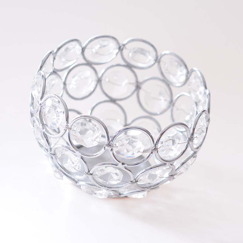 Gouden zilveren kristallen theelichthouders, kandelaars, standaard voor bruiloftstafels, valentijnsdag, huisdecoratie: Zilver 6 x 9cm