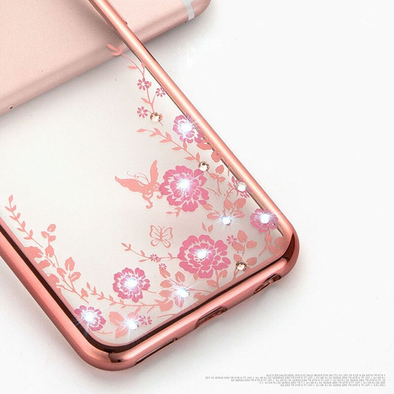 Nephy-funda de silicona blanda con diamantes de imitación para móvil, carcasa trasera de lujo para iPhone 6 S 6 S 4 4S 5 5S 5SE X 8 7 Plus 6 S Plus 7 Plus 8Plus