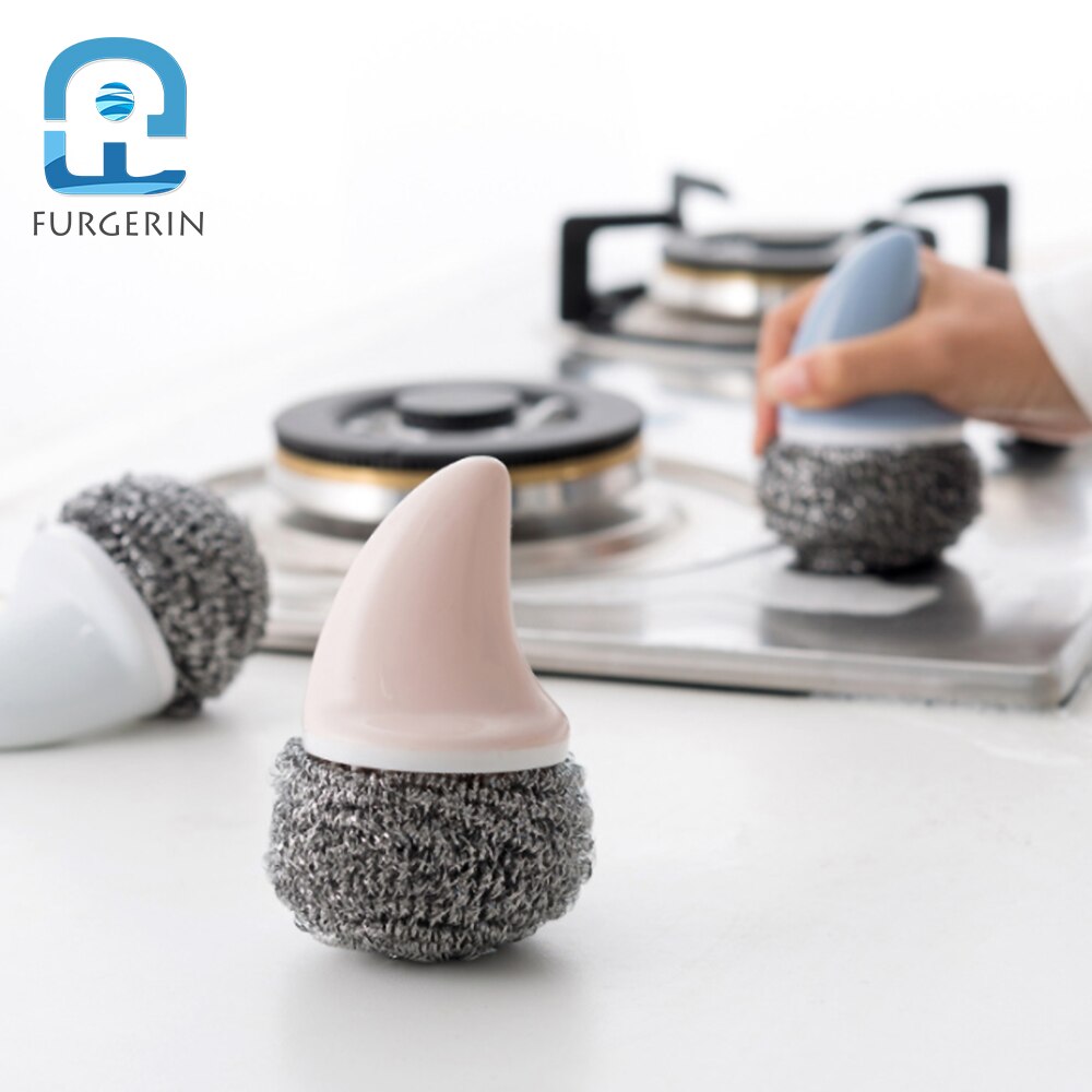 FURGERIN Kitchen Wire Brush stainless steel wire ball Shark Shape Scrubber Household Cleaning Tools kitchen gadget
