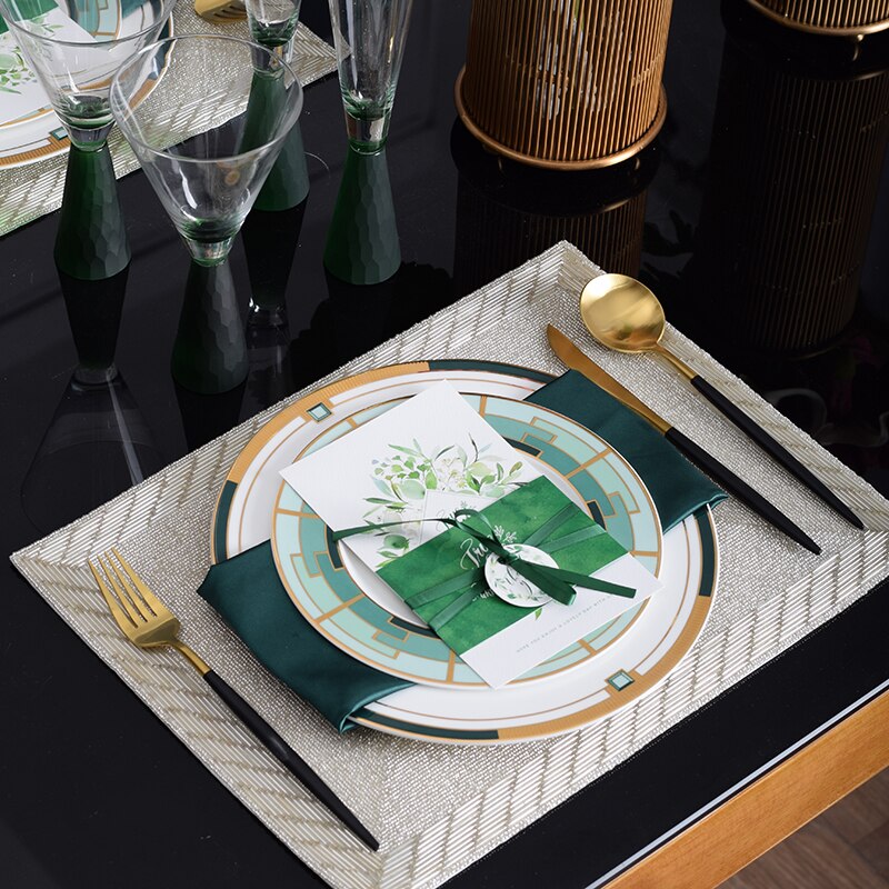 Dining Porcelain Luxury Full Plates Sets Gold Birthday Wedding Serving Modern Plate Set Nordic Kitchen Assiette Tableware OA50PS