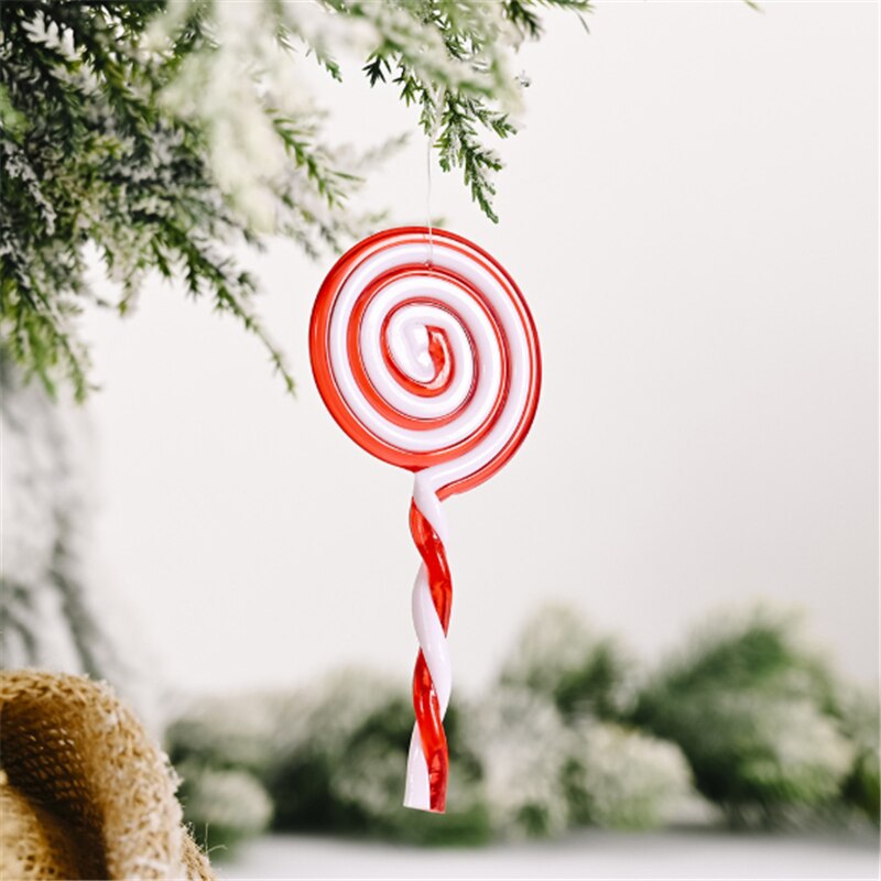 Christmas Decorations Red And White Candy Pendant Plastic Lollipop Hanging Simulated Candy Имитация конфет: B Style