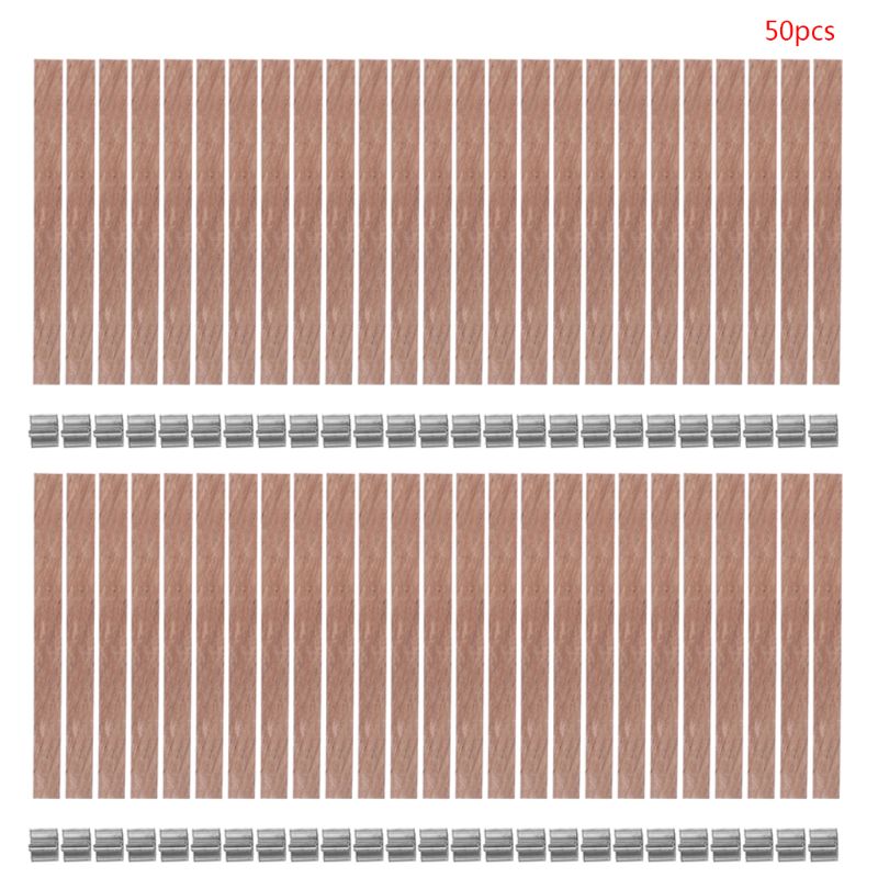 50pcs Wooden Wick Candle Core Sustainer Tab DIY for Candles Making Soy Wax Parffi 8mm