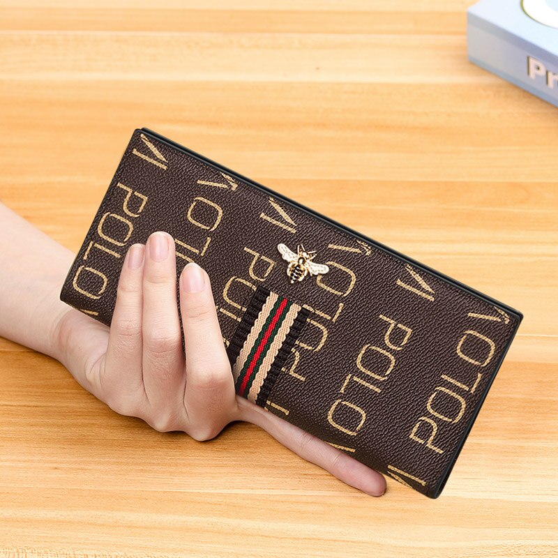 Kvinders anti-tyveri børste lang læder dame ultra-tynd kort taske stor kapacitet tegnebog enkel