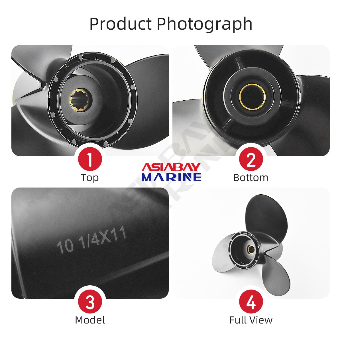 Voor Suzuki Buitenboordmotor Propeller 20Hp 25Hp 30 Hp 10 1/4X11 Boot Motor Aluminium Schroef 3 Blade 10 Spline Fit 20 25 30 Hp 10.25*11Inch