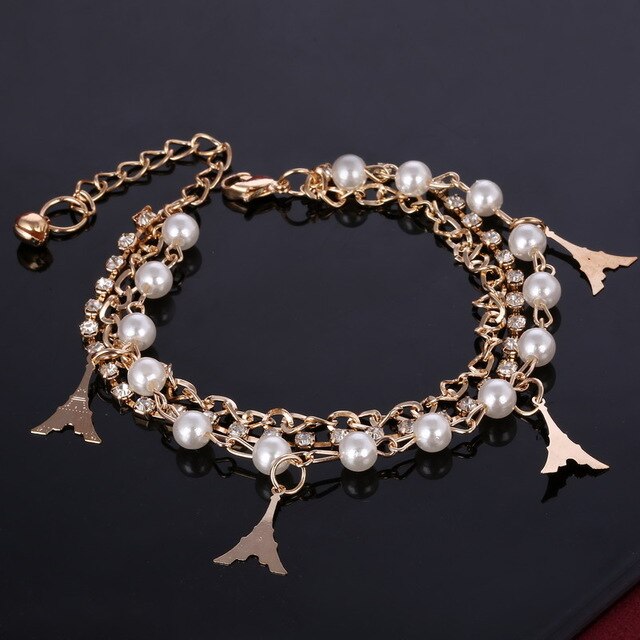 Handgemachten schmuck Frauen/Mädchen Kette Perlen Kristall Armbinde Herz Nachahmung Perle Anhänger Armbinde mehrschichtig Armbinde