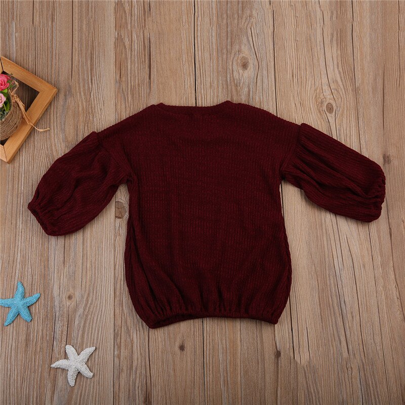 1-6Y Cute Girl Lunga Lanterna Maniche Del Maglione Magliette E Camicette Delle Ragazze Dei Capretti Pullover Caldo Abiti Morbidi Cappotti Bambino Vestiti Del Bambino Autunno Inverno