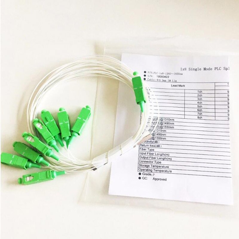 FTTH Fibra Optica PLC Splitter 0.9mm 1x8 SC APC connector 10pcs