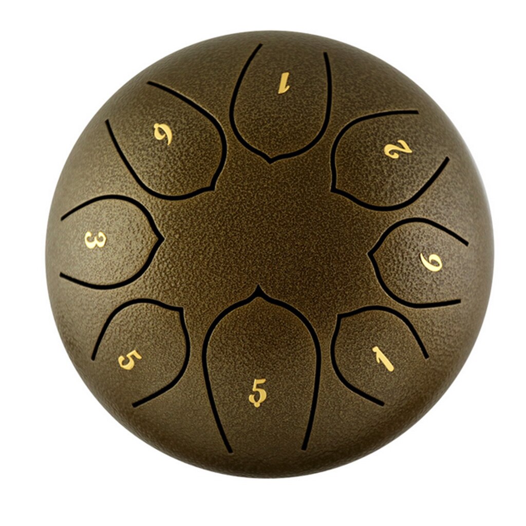 6" Alloy Steel Tongue Drum 8 Notes Tank Drum Instrument w/ Bag Mallets: Green Bronze