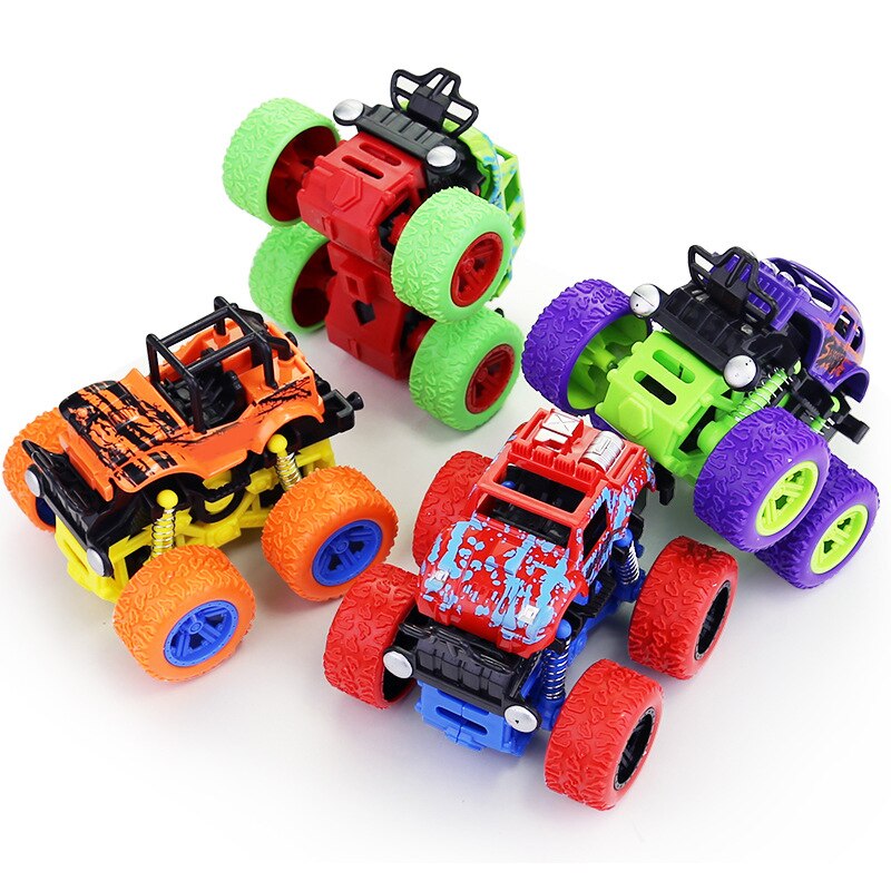 Children's four-wheel drive inertial off-road vehicle boy simulation off-road model anti-fall toy dinosaur car police car