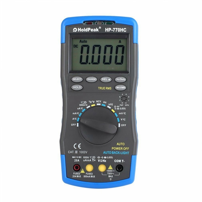 Multímetro Digital Holdpeak Hp-770Hc valores eficaces verdaderos de rango automático con función Ncv y prueba de temperatura/frecuencia/ciclo de trabajo: Default Title