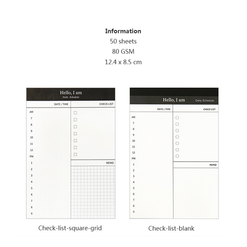 Desktop daily check list, 12.4 x 8.5 cm 50 sheets 80 GSM, daily planner office&school supplies