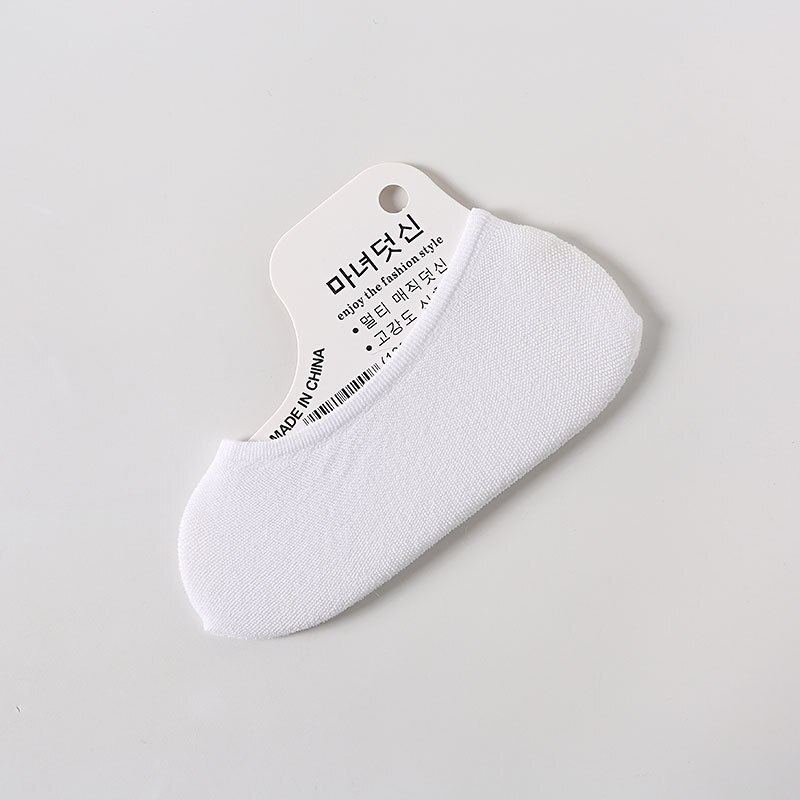 5 paia/lotto calze magiche da donna EU25-39 invisibile bocca bassa calzini da barca proprietà sottile antiscivolo in silicone colore caramella calzini in velluto: B bianca