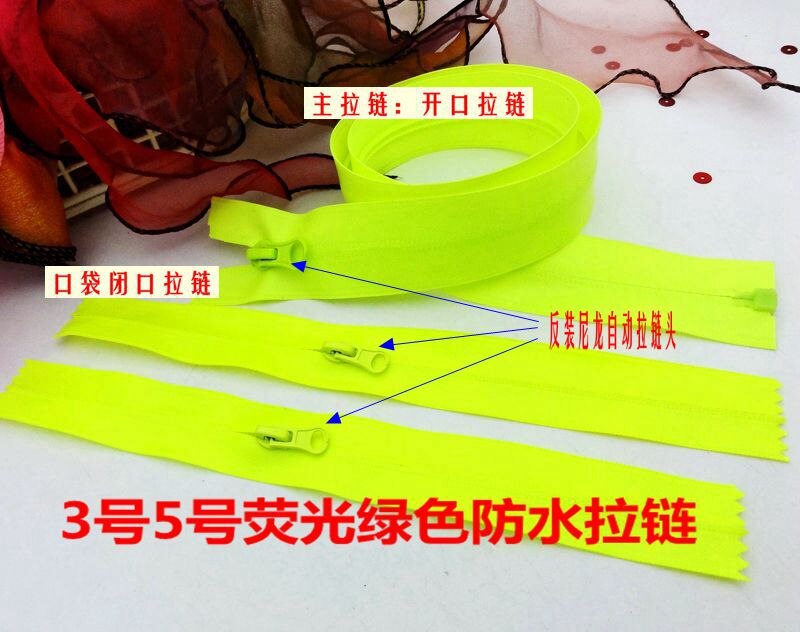 3 #5 # waterdichte rits voor naaien Fluorescerende groene voor sportkleding jassen rits reparatie 2 stks 70 cm 85 cm 20 cm pocket zip