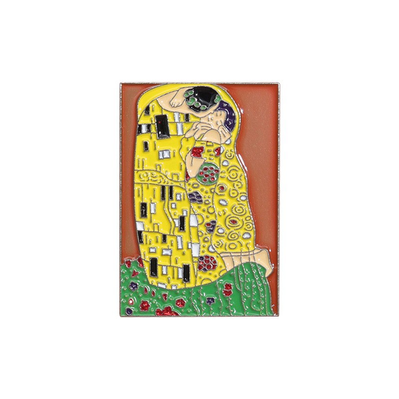 Pintura al óleo de cielo estrellado, girasol, chica, geométrico de metal, insignias, broche, alfileres de esmalte, etiqueta, bolsa, mochila, sombrero, de joyería: Bronce antiguo plateado