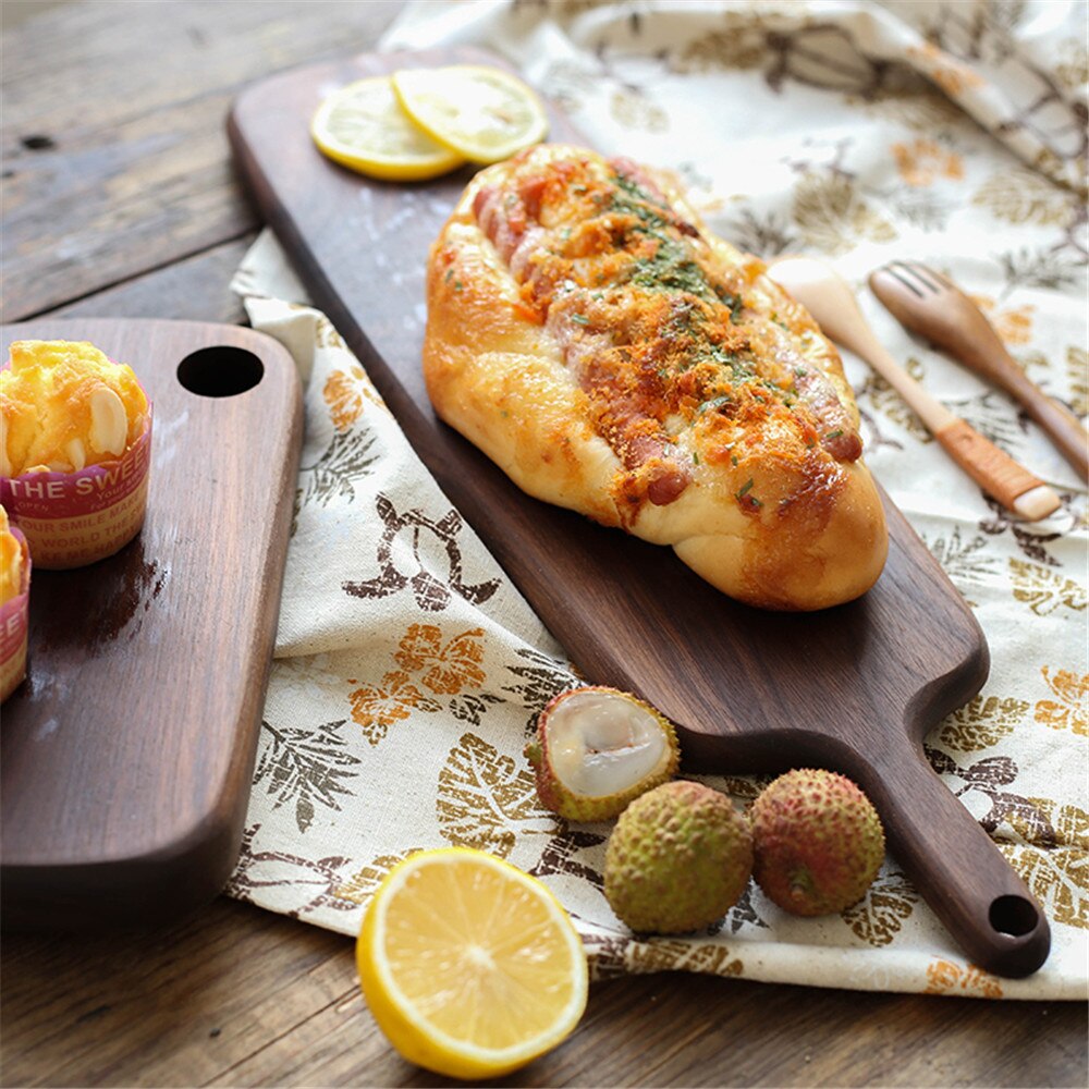 Kitchen Chopping Board With Handle Wood Food Plate Pizza Bread Fruit Hangable Cutting Board Durable Non-Slip Home Accessories 1P