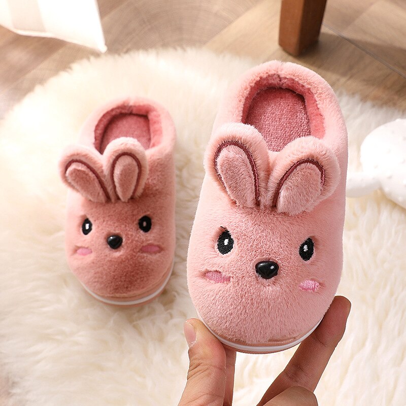 Vinter barn tøfler tegneserie småbarn jenter flip flop plysj lysbilder baby gutter innendørs sko varmt hus barn tøfler: Rosa / 11.5( innersåle 18.5cm)